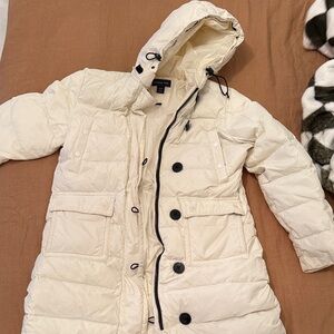 Lands' End Women's Off-White Hooded Down Puffer Jacket